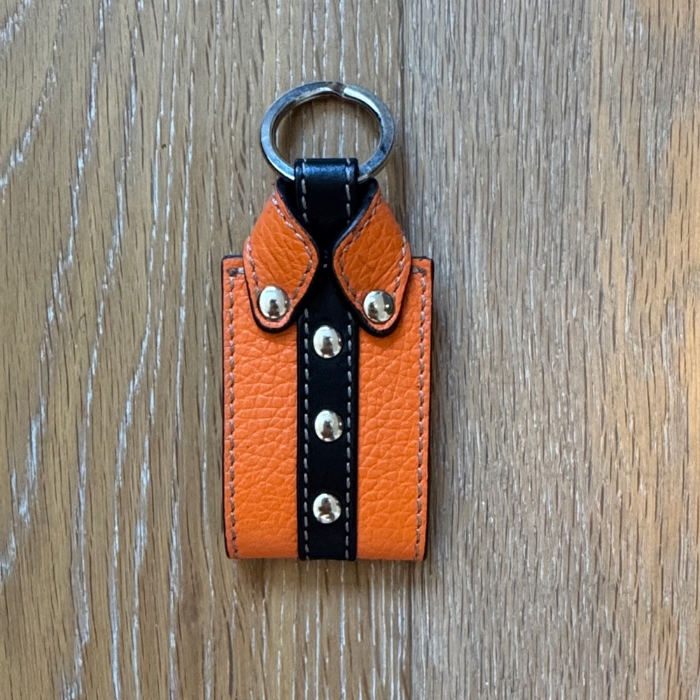Italian Leather Mini Shirt / Jacket Keychain – Orange & Black